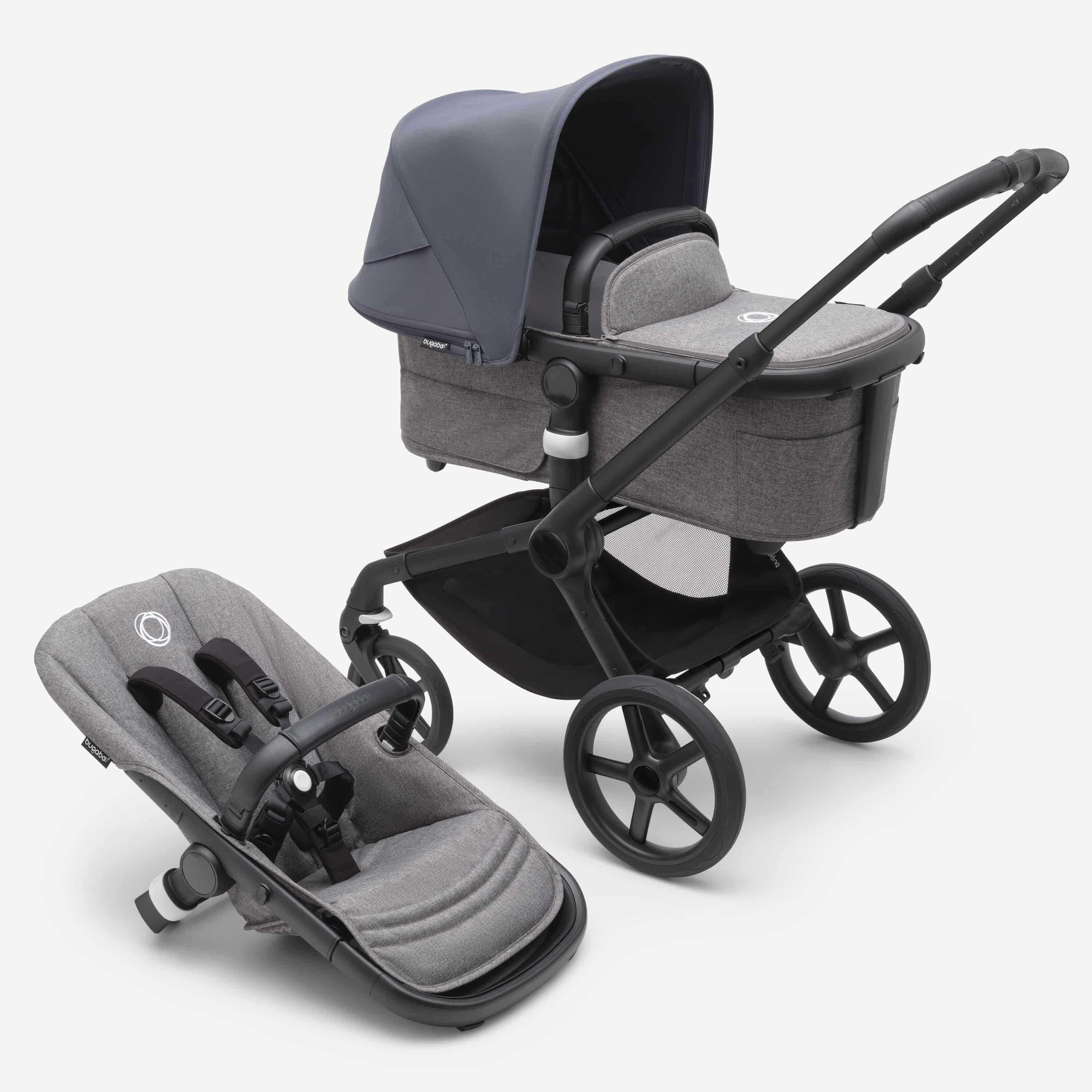 Bugaboo Fox5 Kombikinderwagen schwarz/ grau meliert sturmblau - Bugaboo Fox5 Kobikinderwagen schwarz/ grau meliert sturmblau hier online günstig kaufen